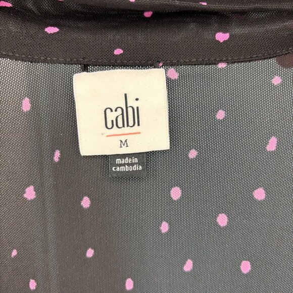 CAbi Impetuous Topper Women M Black Pink Polka Dot Lightweight Long Sleeve Sheer - Picture 7 of 7